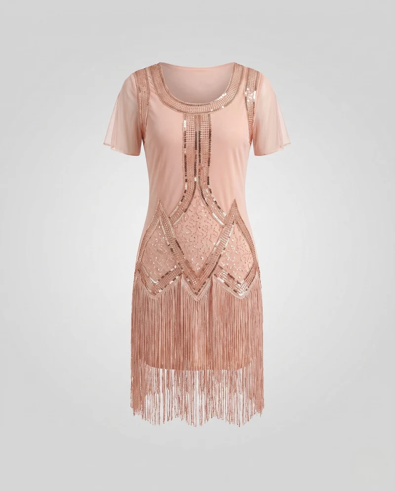 Damen festliches Fransenkleid Nord Taschen