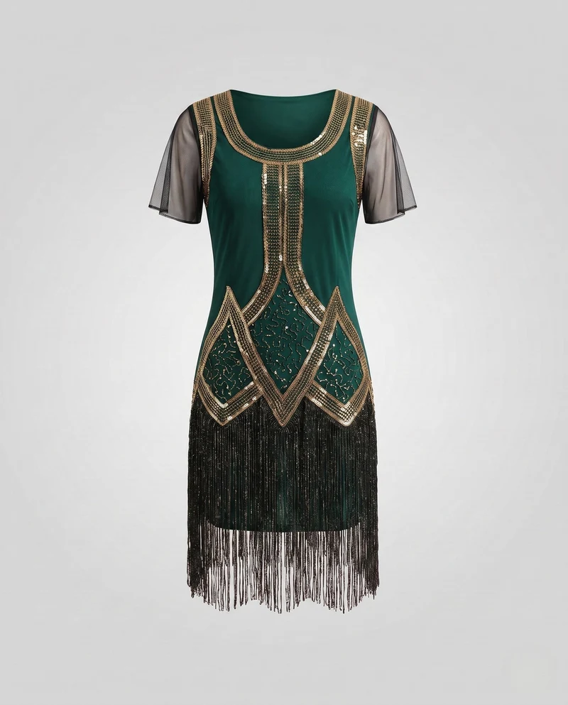 Damen festliches Fransenkleid Nord Taschen