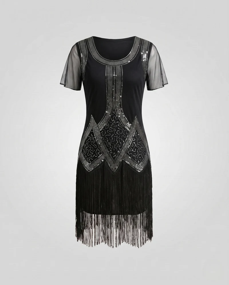 Damen festliches Fransenkleid Nord Taschen