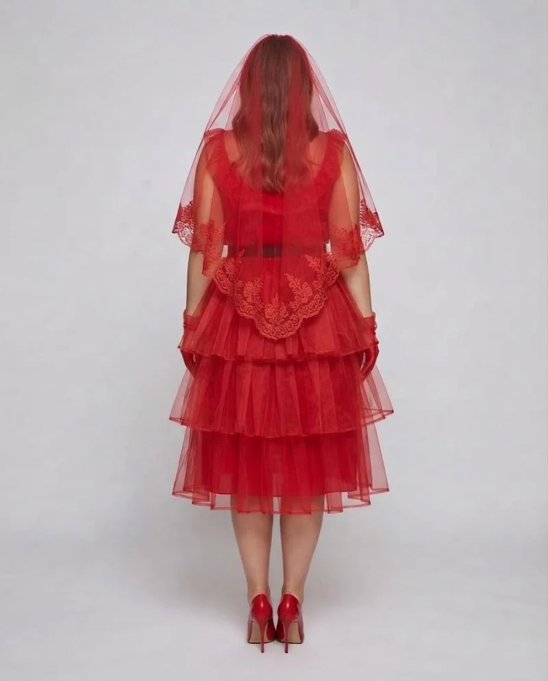 Frauen festliches Kostümkleid mit voluminösem Tüllrock und Rüschen Nord Taschen
