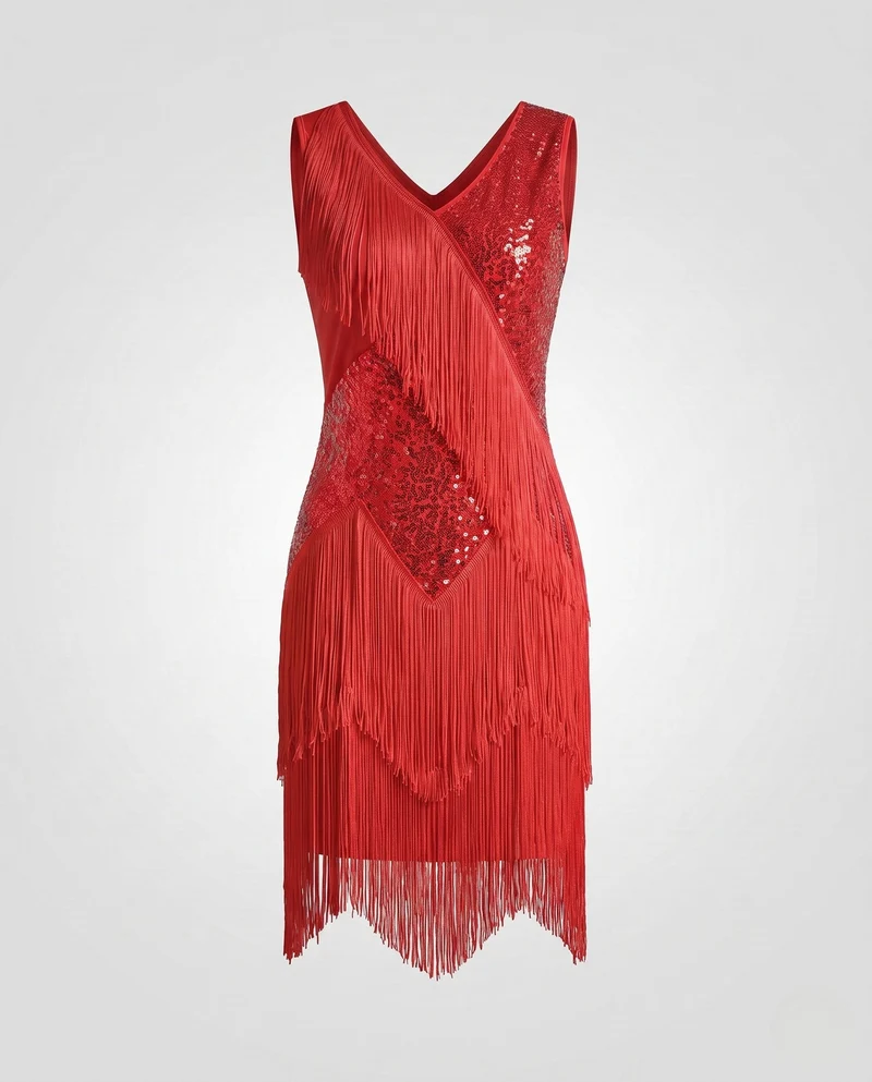 Frauen Fransen Cocktailkleid Nord Taschen