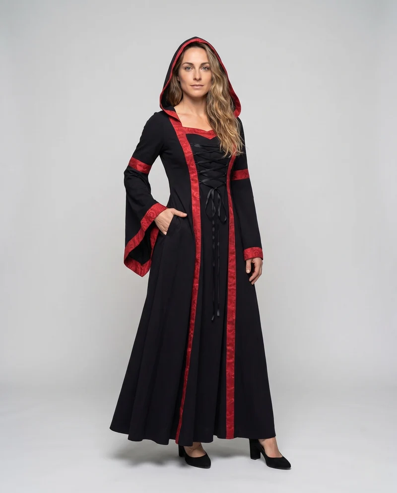 Historisches Kostümkleid für Damen mit elegantem Schnürdesign und voluminösen Ärmeln Nord Taschen