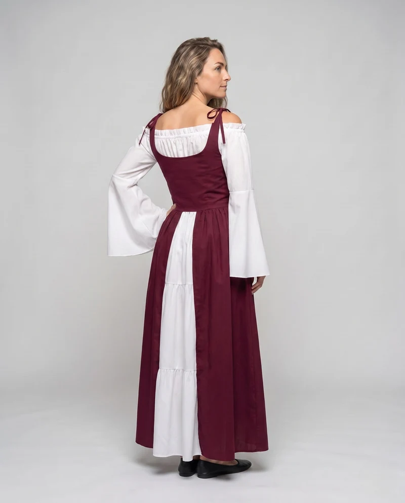 Frauen historische mittelalterliche Kleid mit charmantem Schnitt und elegantem Gürtel Nord Taschen