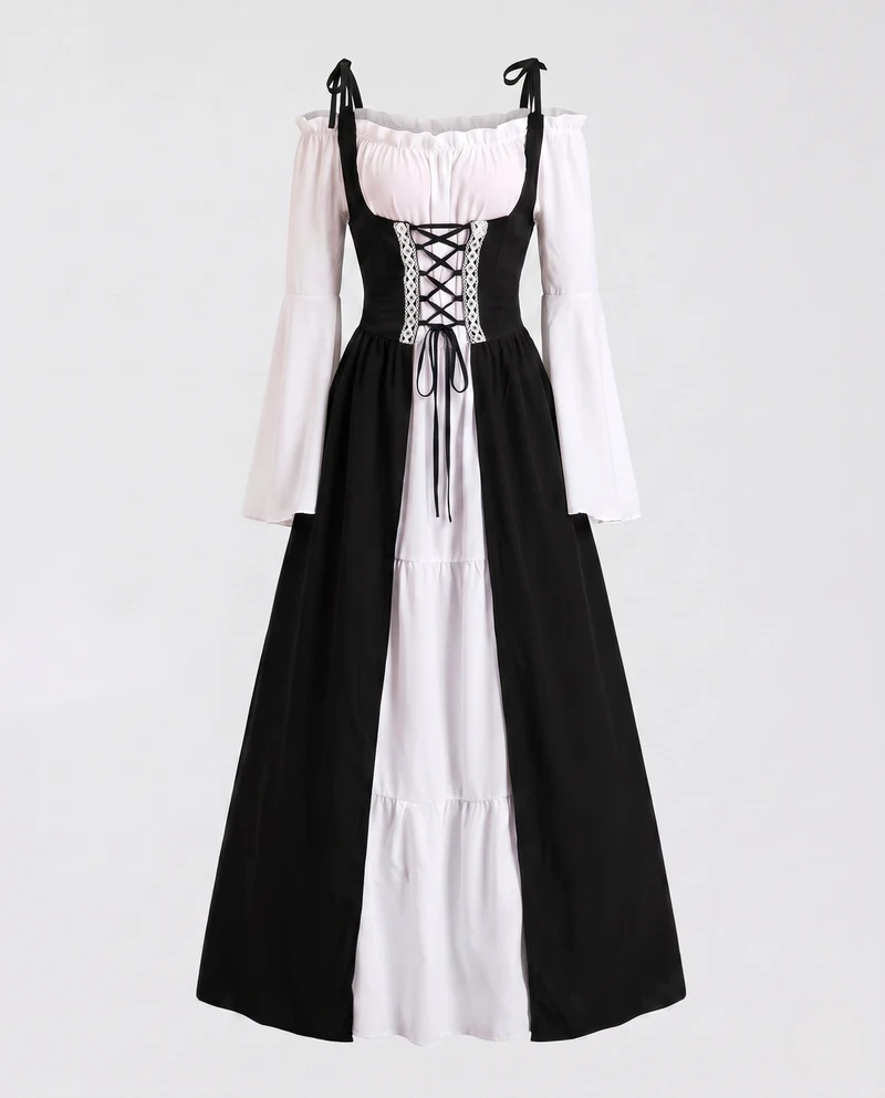 Frauen historische mittelalterliche Kleid mit charmantem Schnitt und elegantem Gürtel Nord Taschen