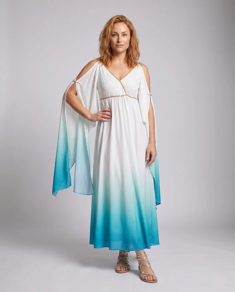 Damen Maxikleid mit fließenden Ärmeln Nord Taschen