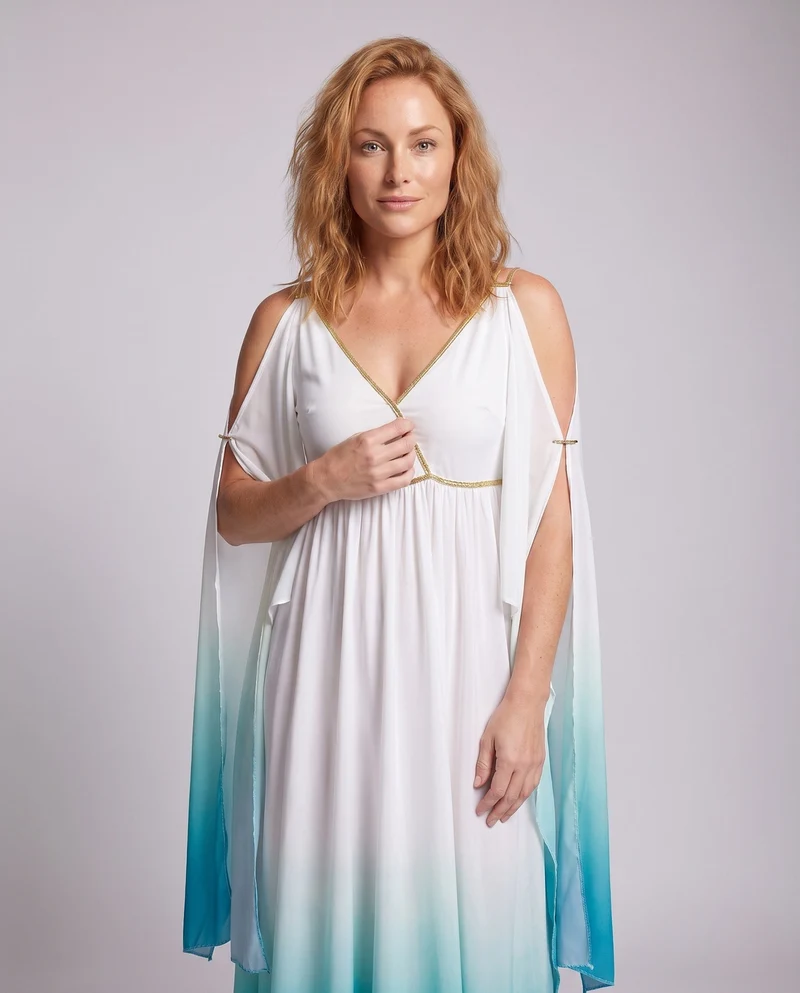 Damen Maxikleid mit fließenden Ärmeln Nord Taschen