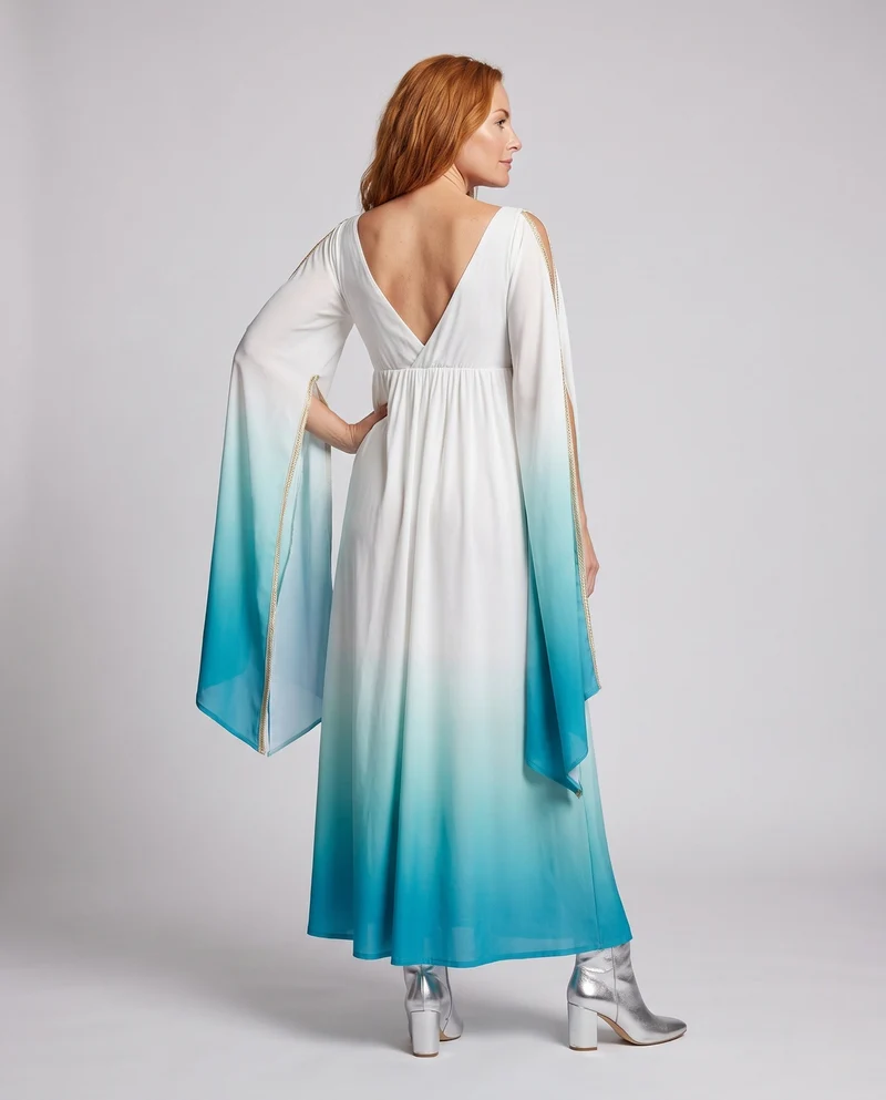 Damen Maxikleid mit fließenden Ärmeln Nord Taschen