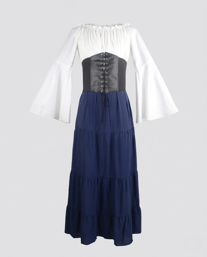 Maxikleid für Frauen mit romantischem schulterfreiem Ausschnitt und tailliertem Oberteil Nord Taschen
