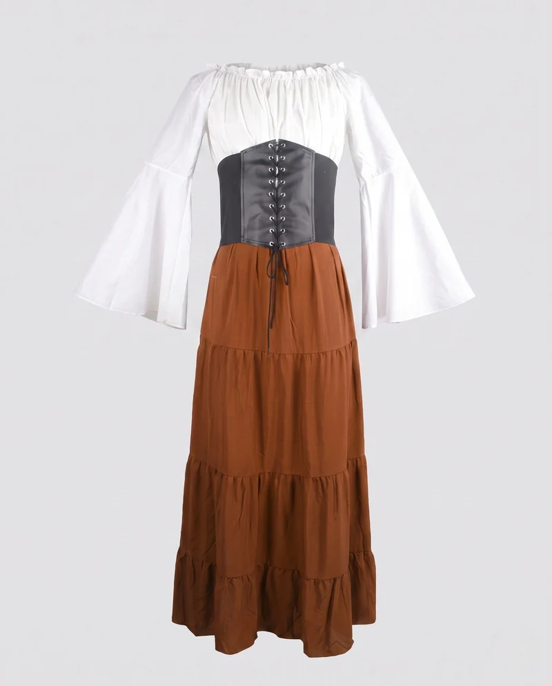 Maxikleid für Frauen mit romantischem schulterfreiem Ausschnitt und tailliertem Oberteil Nord Taschen