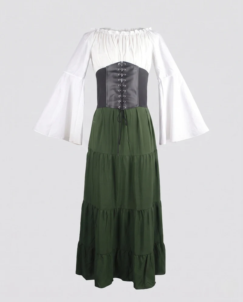 Maxikleid für Frauen mit romantischem schulterfreiem Ausschnitt und tailliertem Oberteil Nord Taschen