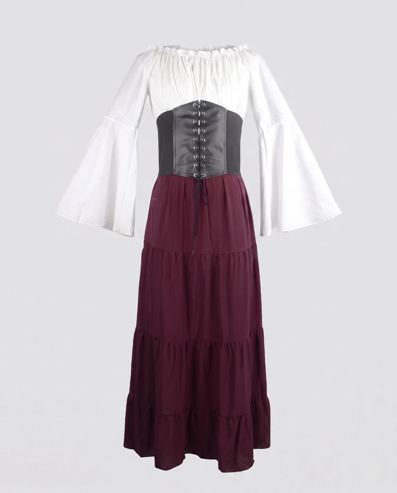 Maxikleid für Frauen mit romantischem schulterfreiem Ausschnitt und tailliertem Oberteil Nord Taschen
