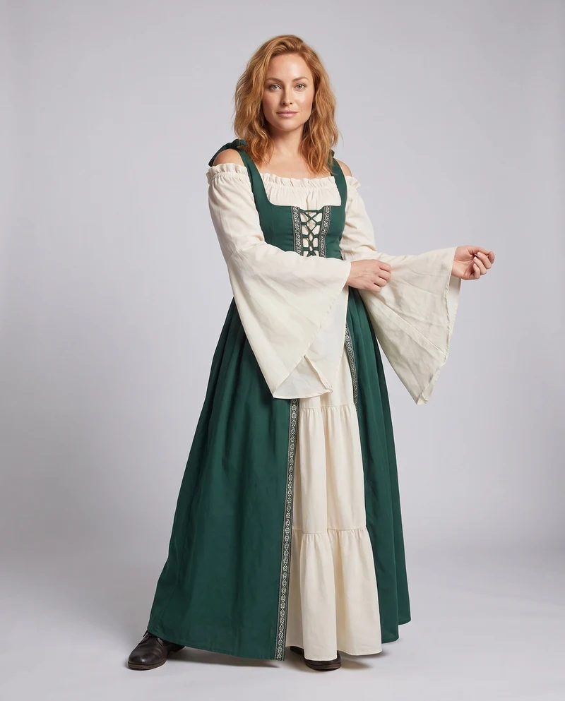 Damen Mittelalterkostüm mit elegantem Schnitt und historischen Akzenten Nord Taschen