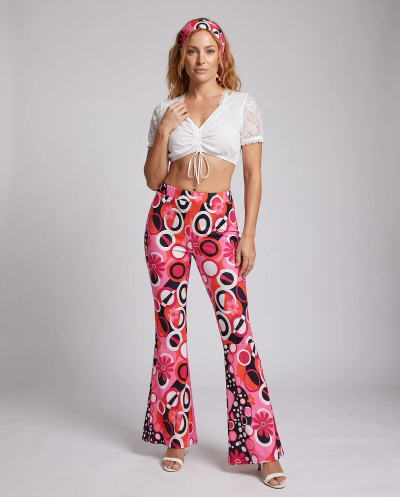 Damen Mode Crop Top und Flared Pants Set Nord Taschen