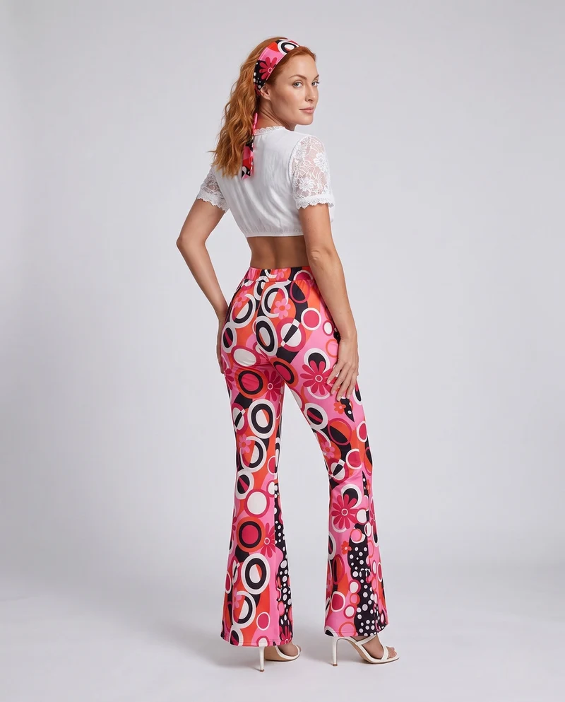 Damen Mode Crop Top und Flared Pants Set Nord Taschen