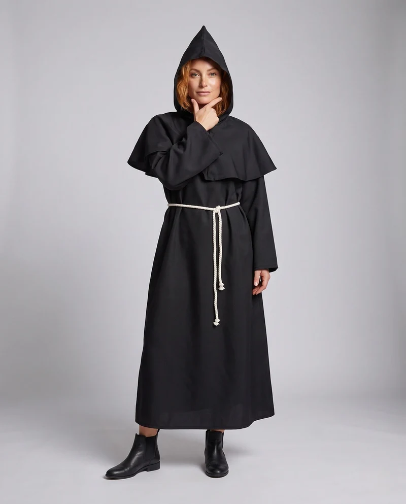 Damen Mystical Monk Kleid mit Kapuze und fließendem Schnitt Nord Taschen