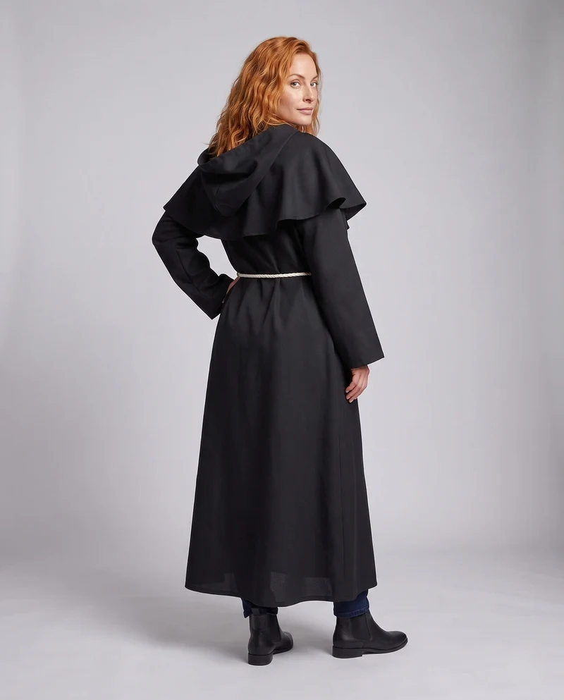 Damen Mystical Monk Kleid mit Kapuze und fließendem Schnitt Nord Taschen