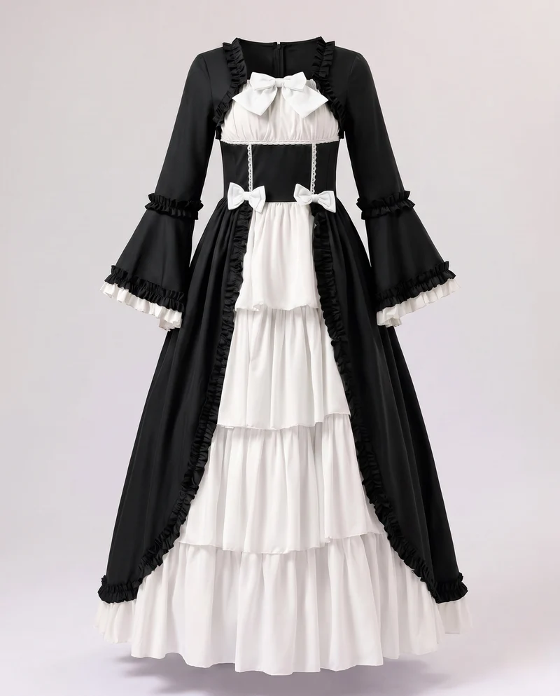 Damenkleid mit voluminösem Rock und eleganten Rüschendetails Nord Taschen
