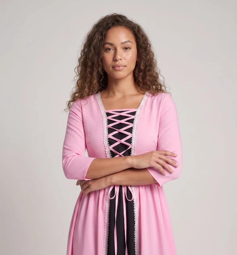 Frauen romantisches Maxikleid mit Schnürung und zweifarbigen Akzenten Nord Taschen