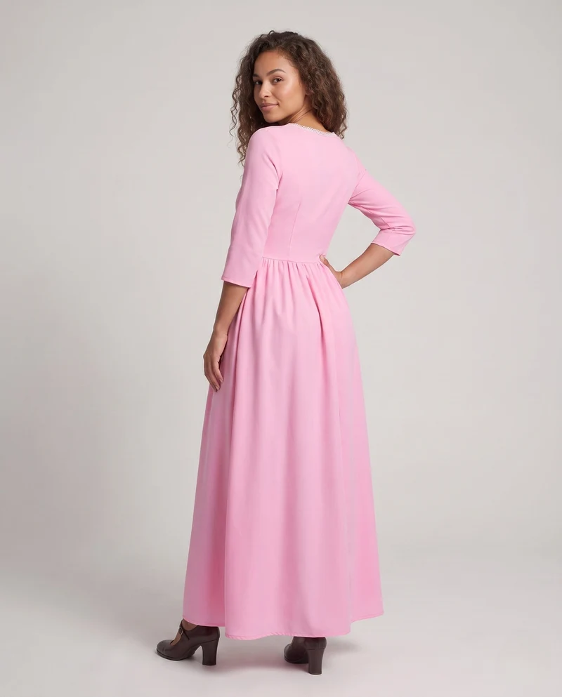 Frauen romantisches Maxikleid mit Schnürung und zweifarbigen Akzenten Nord Taschen