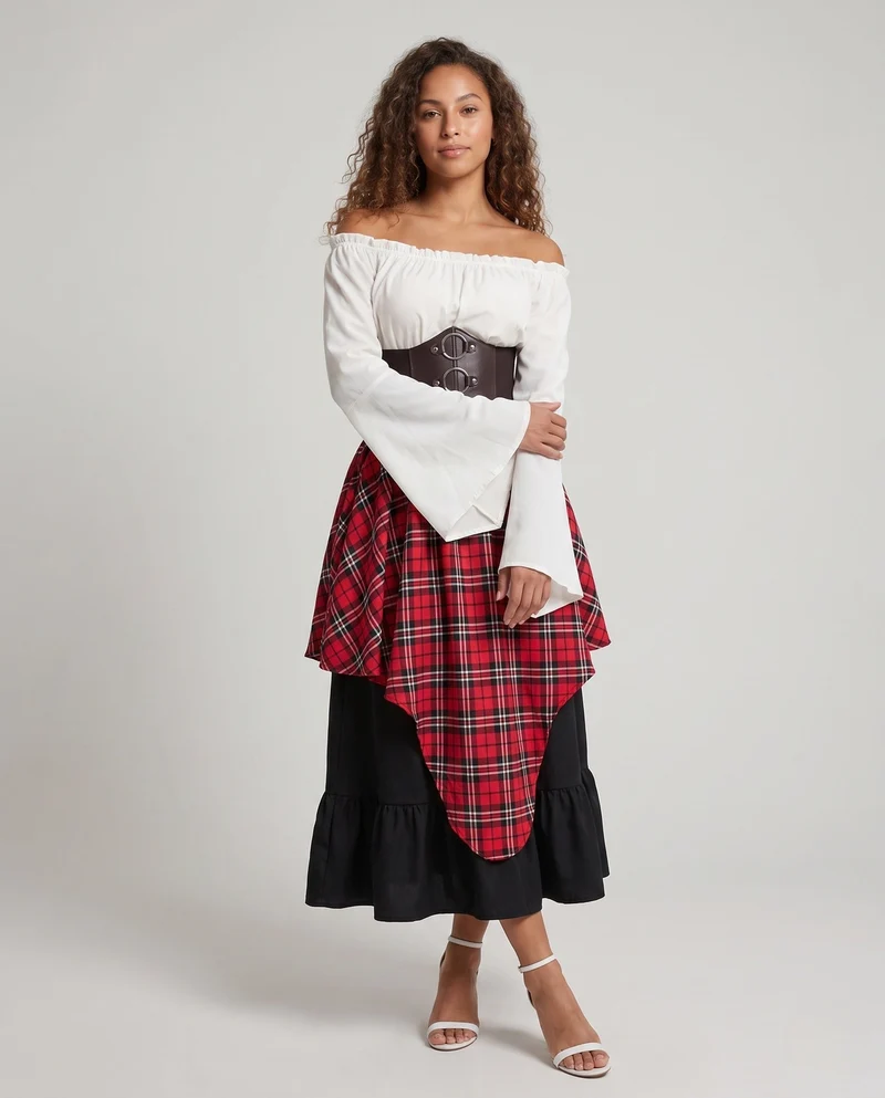 Damen Off-Shoulder Bluse Kleid mit weiten, ausgestellten Ärmeln und tailliertem Oberteil Nord Taschen