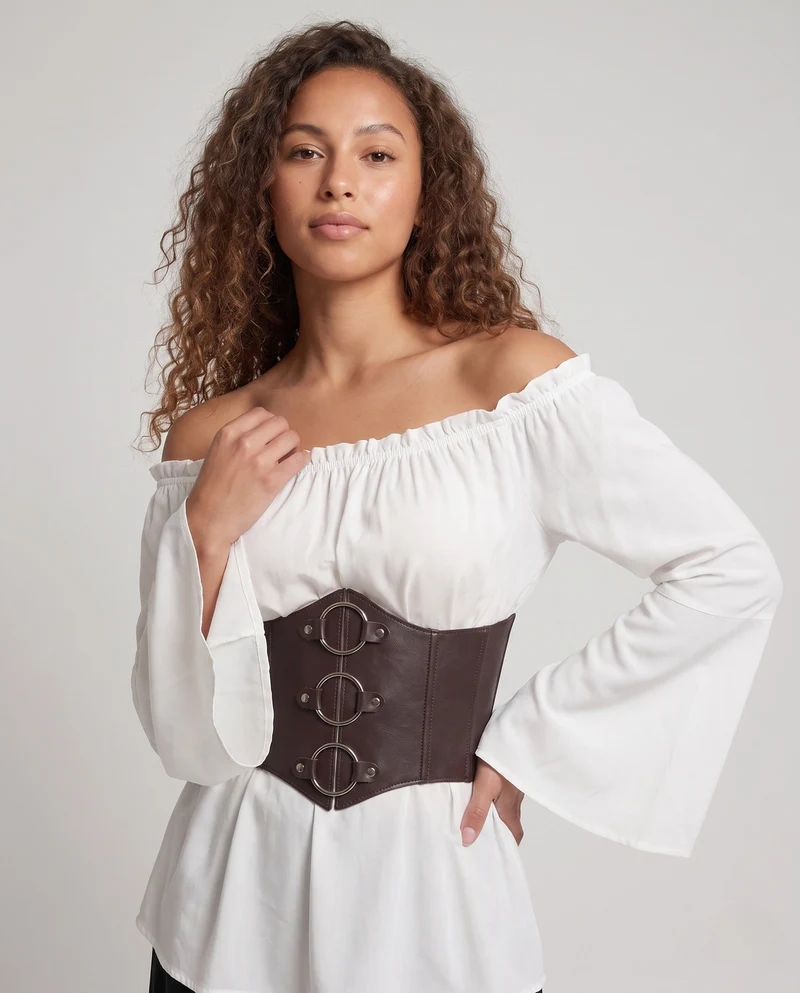 Damen Off-Shoulder Bluse Kleid mit weiten, ausgestellten Ärmeln und tailliertem Oberteil Nord Taschen