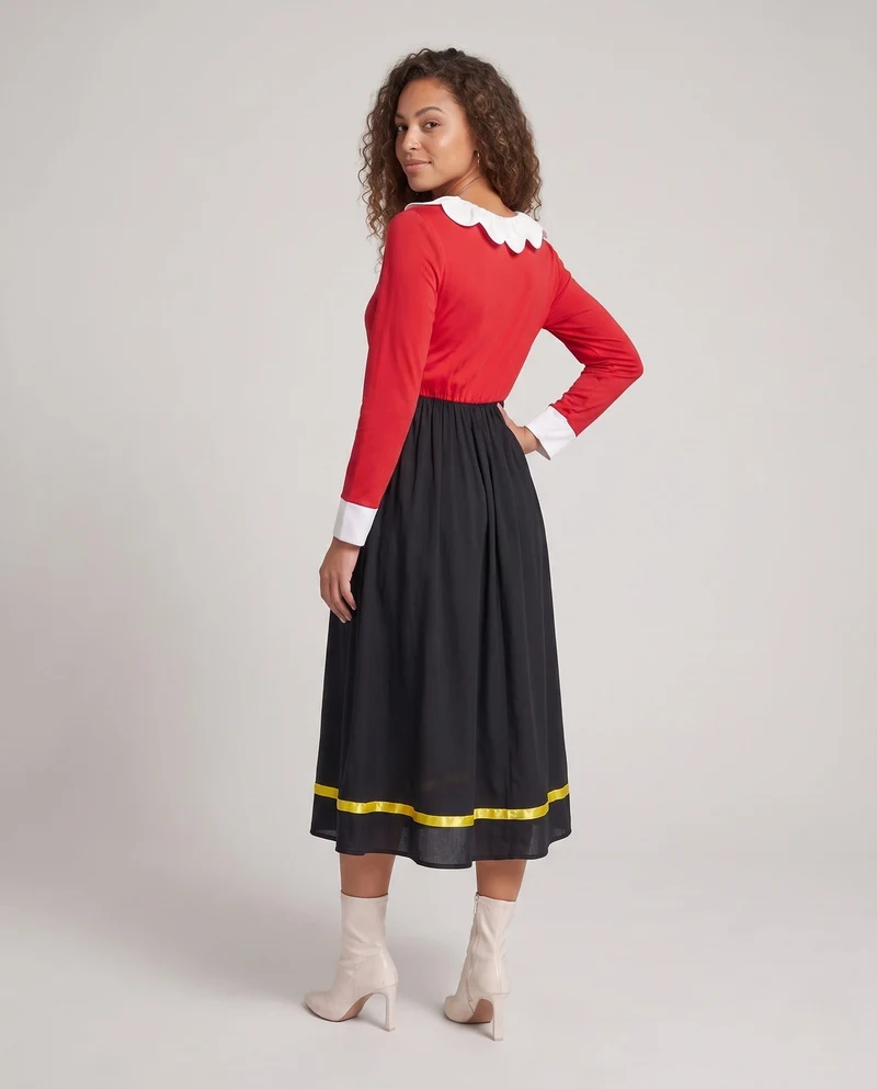 Frauen Elegantes Kleid mit Rüschendetails und Kontrastkragen Nord Taschen