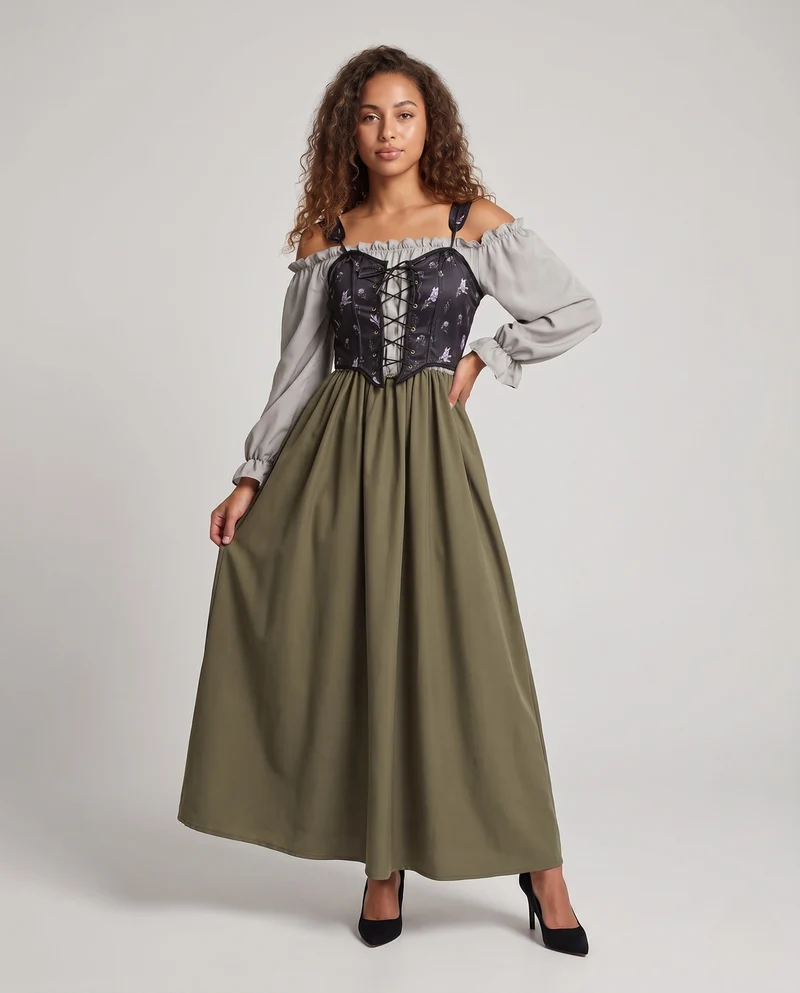 Damen-Traditionskleid mit elegantem Oberteil und fließendem Rock Nord Taschen