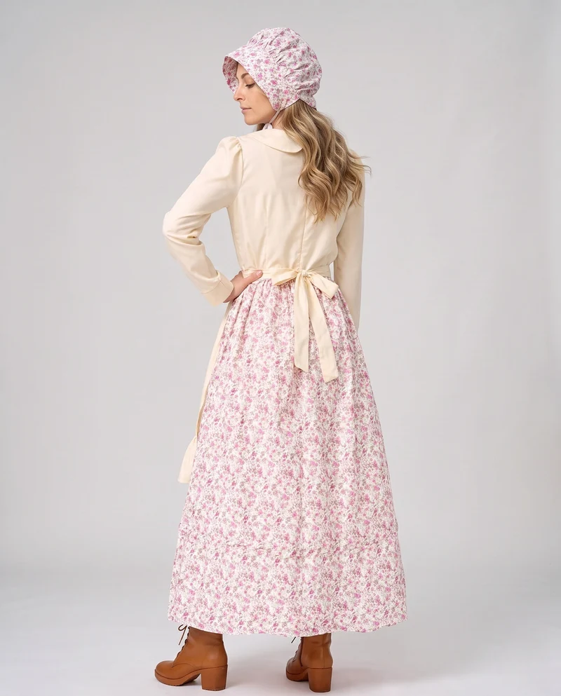 Damen historische Bauernkleid mit Rüschendetail und Baumwollschürze Nord Taschen