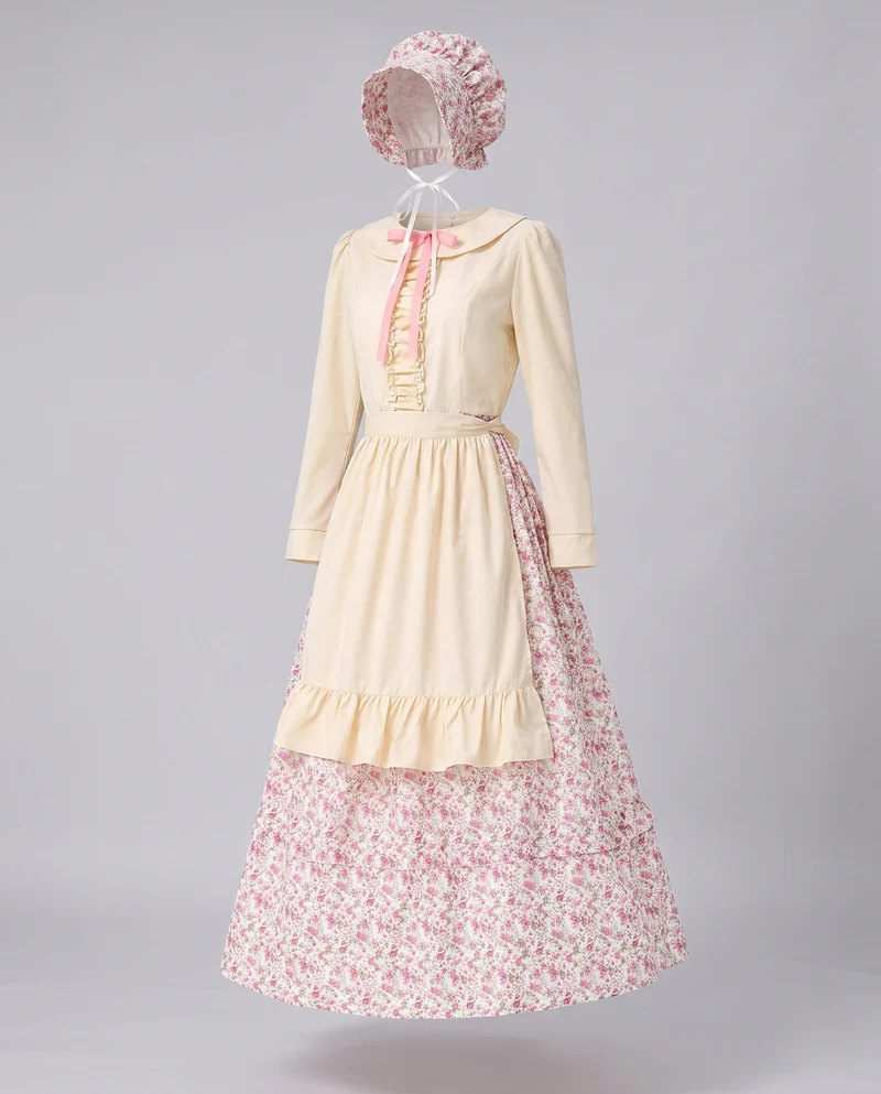 Damen historische Bauernkleid mit Rüschendetail und Baumwollschürze Nord Taschen