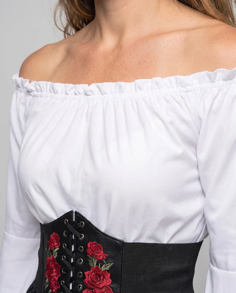 Damen Historisches Kostüm mit Volantrock und Fitted Bodice Nord Taschen