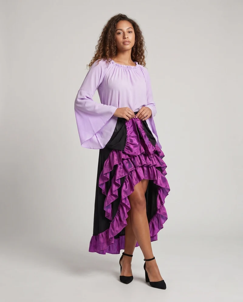 Frauen Historisches Rüschkleid mit Eleganter Korsage und Ausgestellt Rock Nord Taschen