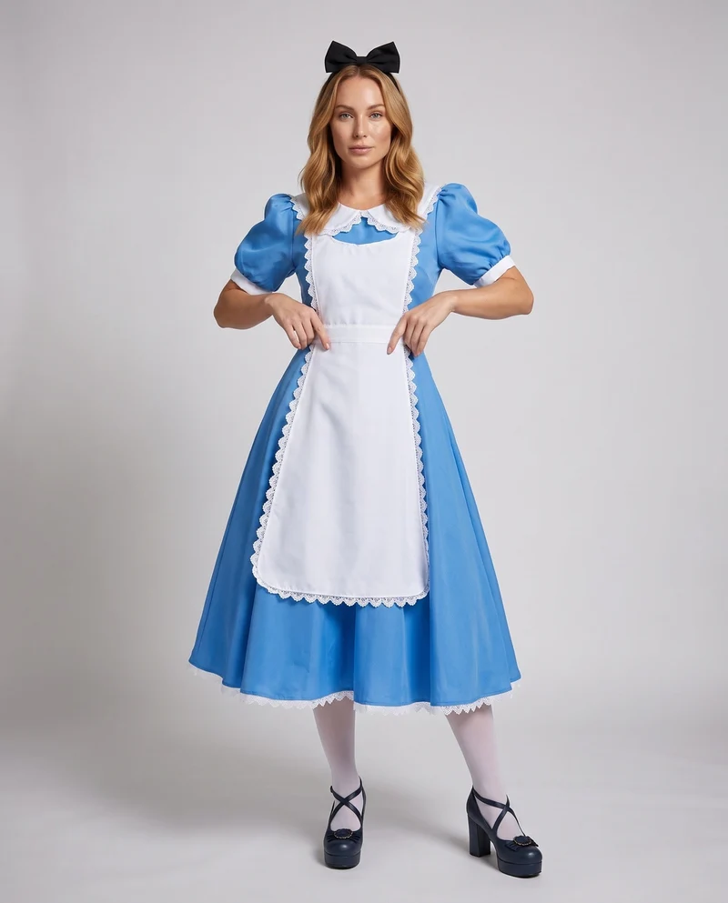Damenkostüm im Alice im Wunderland-Stil mit Rüschen und Schürze Nord Taschen