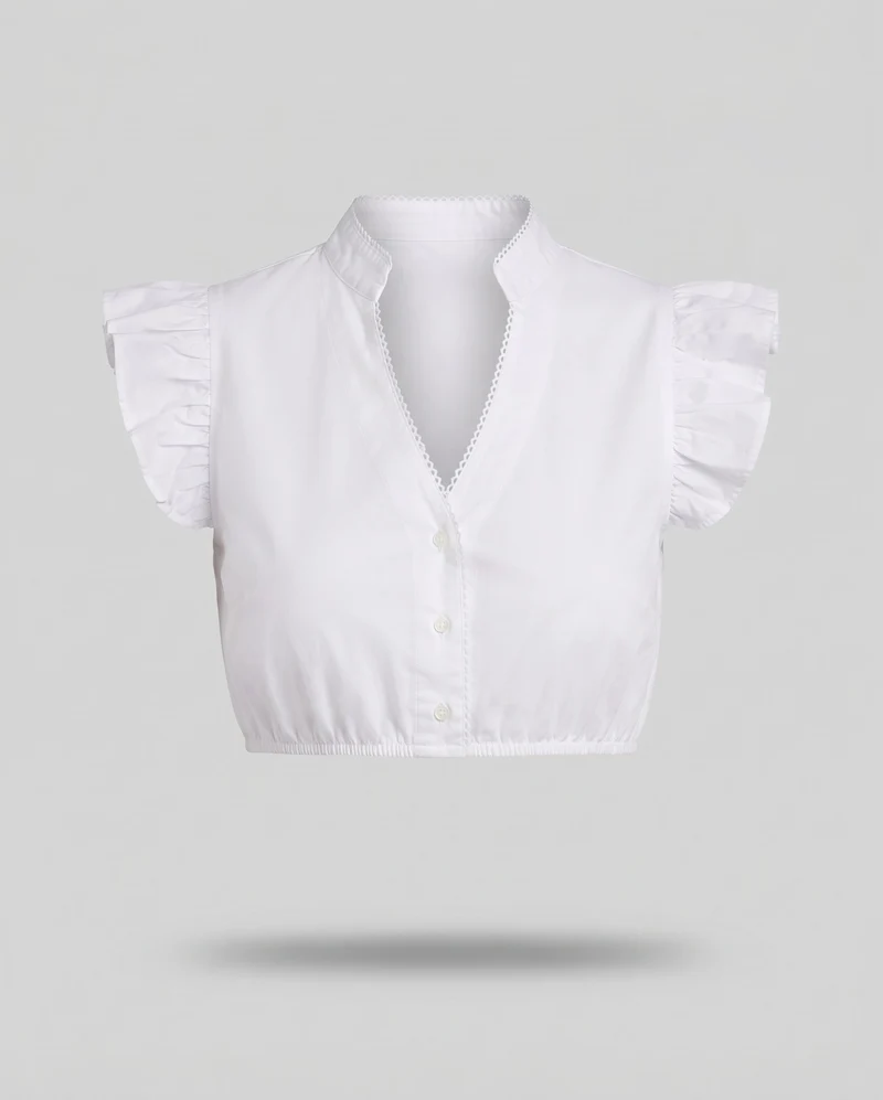 Damen Kurzoberteil mit Rüschendetails und verstellbarem Taillenbündchen