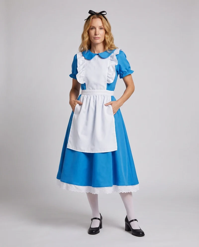 Damen Bezauberndes Alice Kostüm mit Generösem Rock und Rüschendetails Nord Taschen