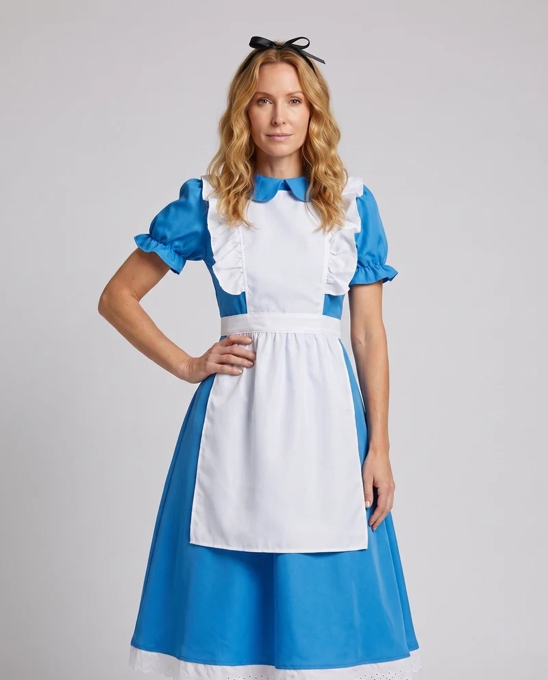 Damen Bezauberndes Alice Kostüm mit Generösem Rock und Rüschendetails Nord Taschen