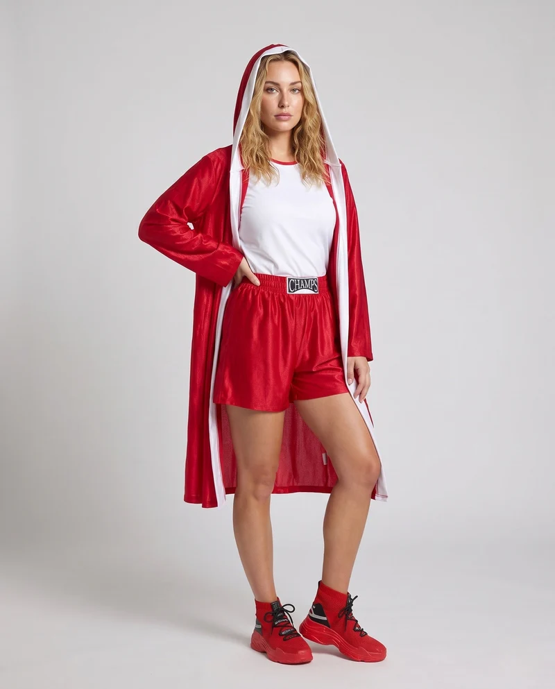 Damen Sport Boxer Kostüm mit Kapuze und glänzenden Akzenten Nord Taschen