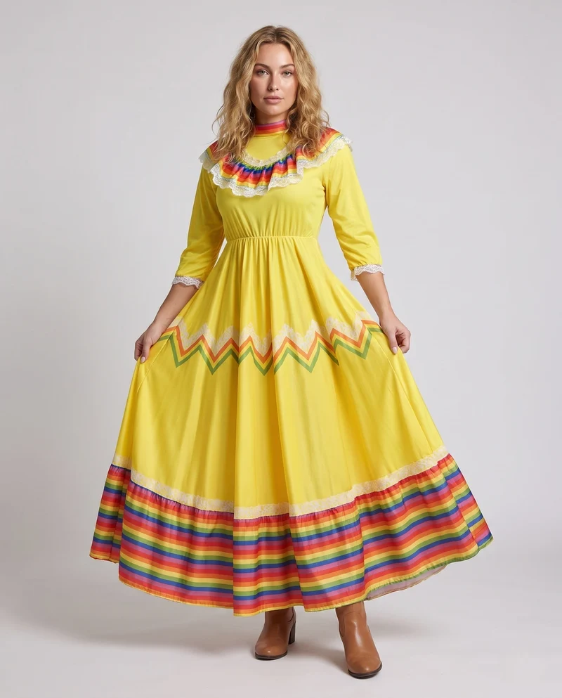 Frauen Traditionelles Mexikanisches Kleid mit Buntakzenten Nord Taschen