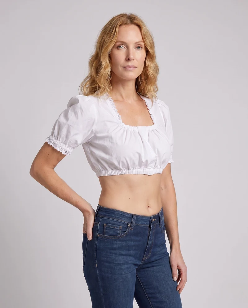 Damen Tanktop mit Puffärmeln und romantischen Rüschen Nord Taschen