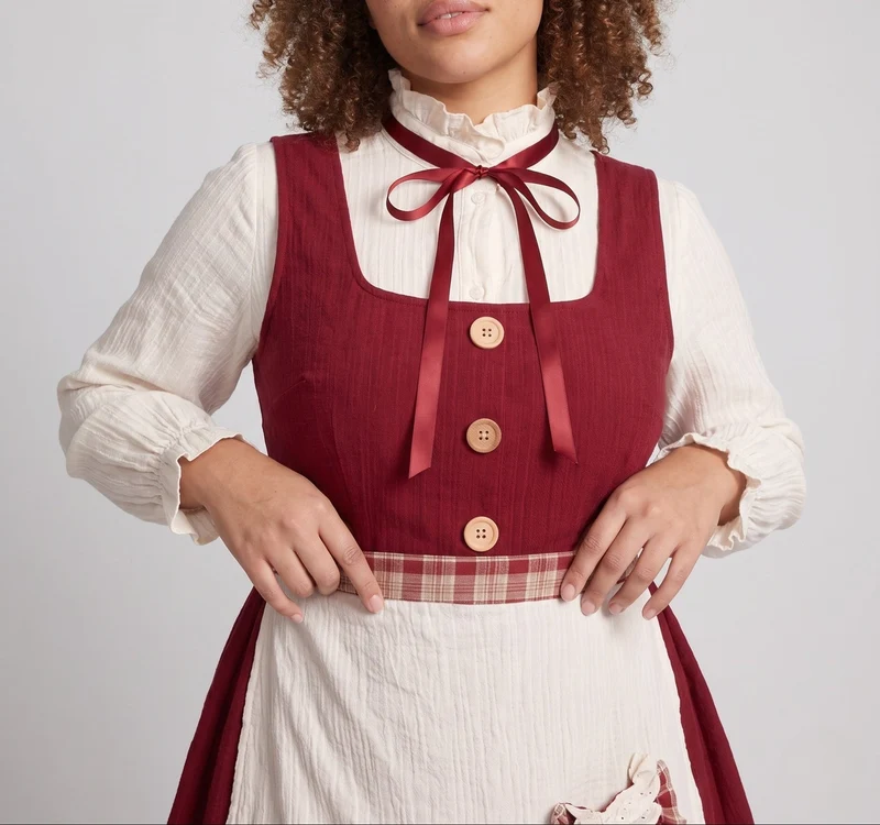 Damen Vintage Kleid mit Rüschendetails Nord Taschen