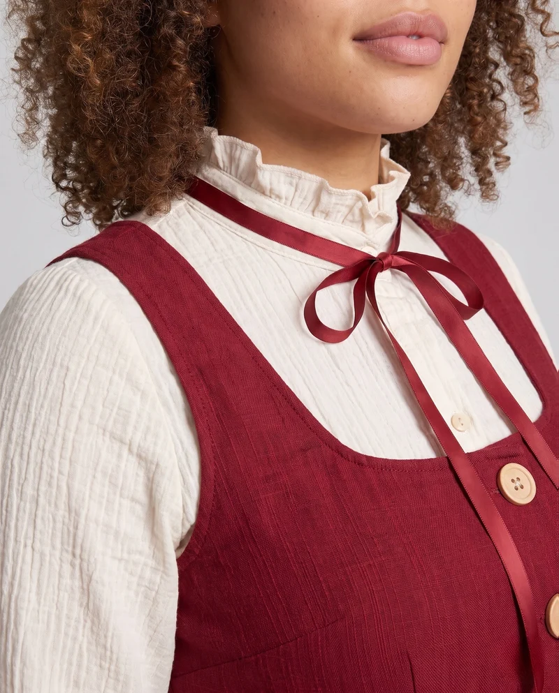 Damen Vintage Kleid mit Rüschendetails Nord Taschen