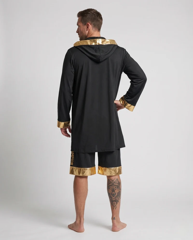 Herrenbademantel mit goldenen Akzenten und Gürtel Nord Taschen