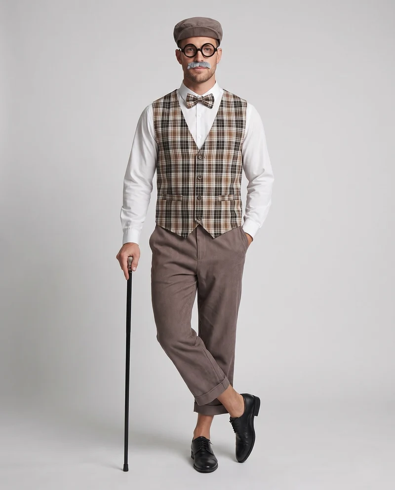 Herren Detektiv Kostüm mit elegantem Weste, Hut und Zubehör Nord Taschen