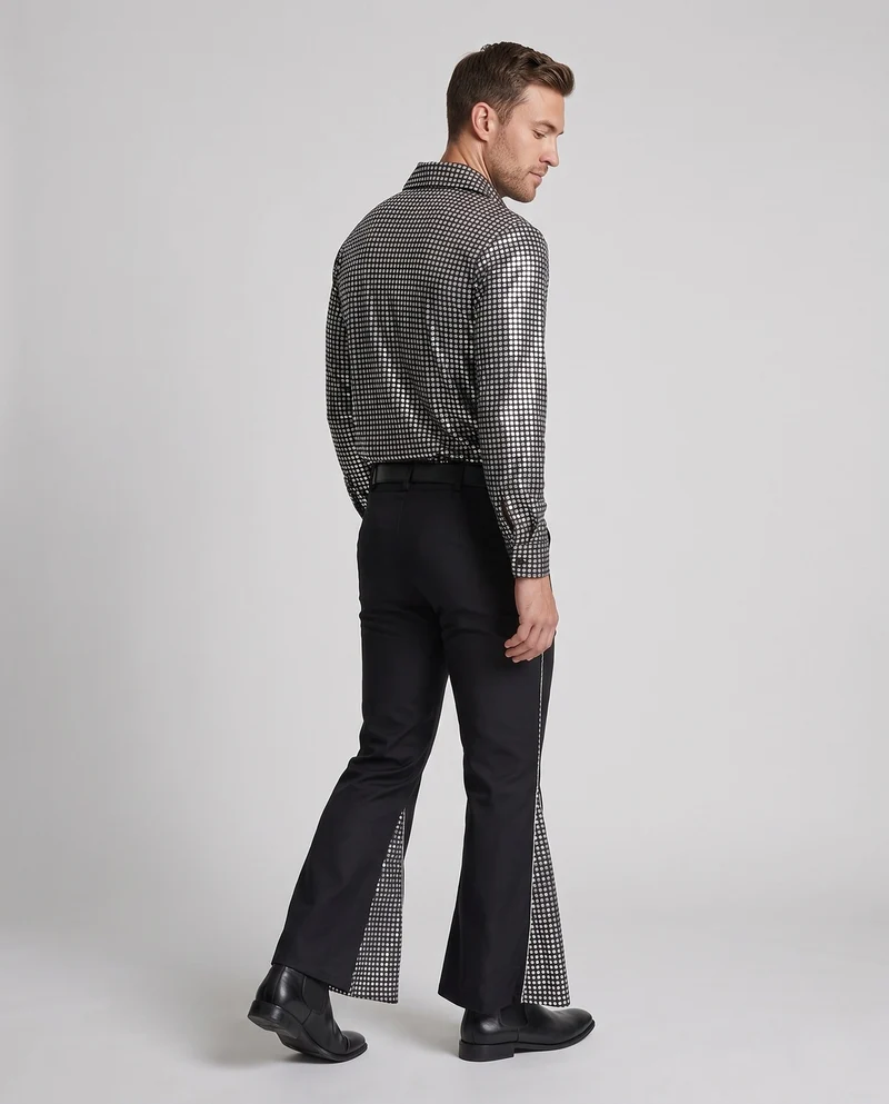 Herren Disco-Shirt mit Glitzerakzenten und weit ausgestellten Hosen Nord Taschen
