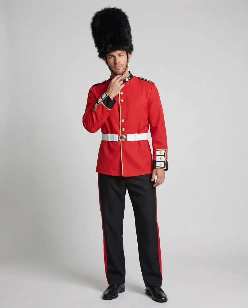 Männliches Historisches Gardekostüm mit detaillierter Uniform und Hüttenfedern Nord Taschen