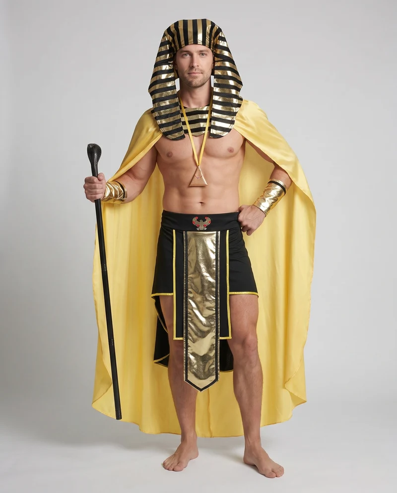 Herren Pharao Kostüm mit goldenen Akzenten und luxuriösem Umhang Nord Taschen