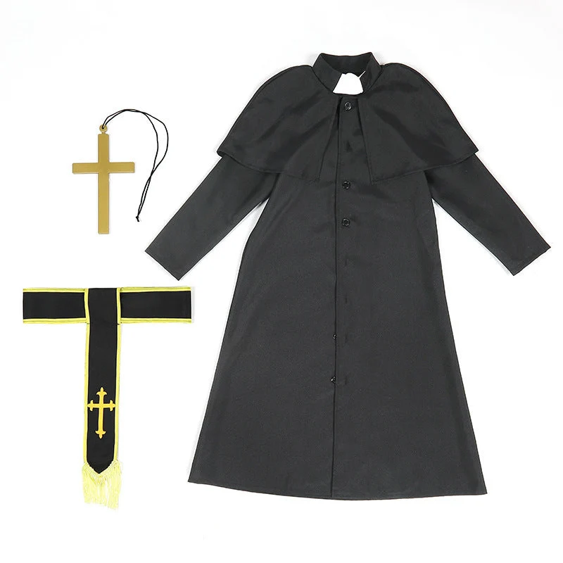 Männer Priester Kostüm mit Umhang und goldenen Accessoires Nord Taschen