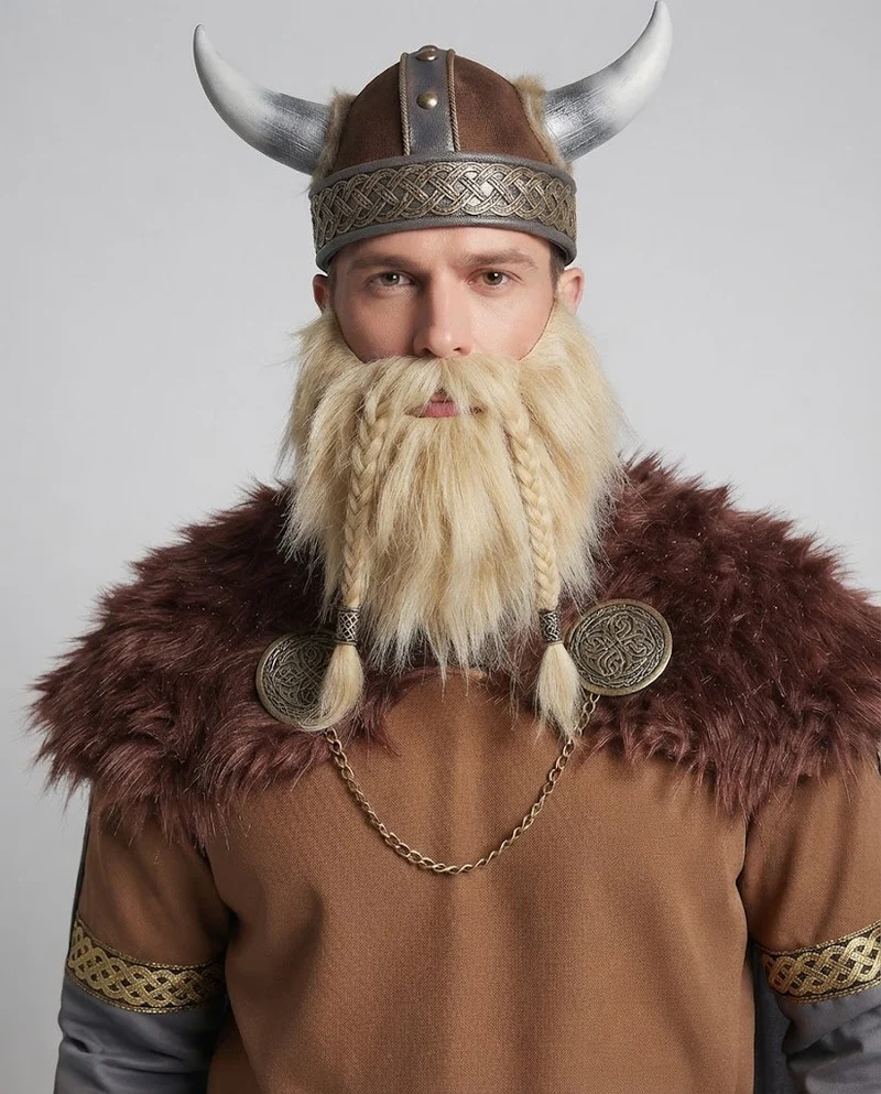 Herren Wikinger Kostüm mit detaillierten Verzierungen und hochwertigem Umhang Nord Taschen