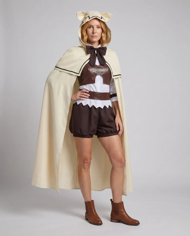 Damen Cosplay Kostüm Set mit Umhang, Bluse und Zubehör Nord Taschen