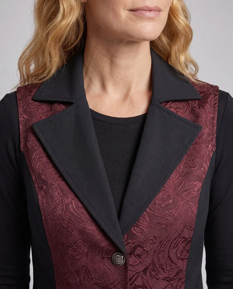 Damen Designer Weste mit Blumenmuster und asymmetrischem Saum Nord Taschen