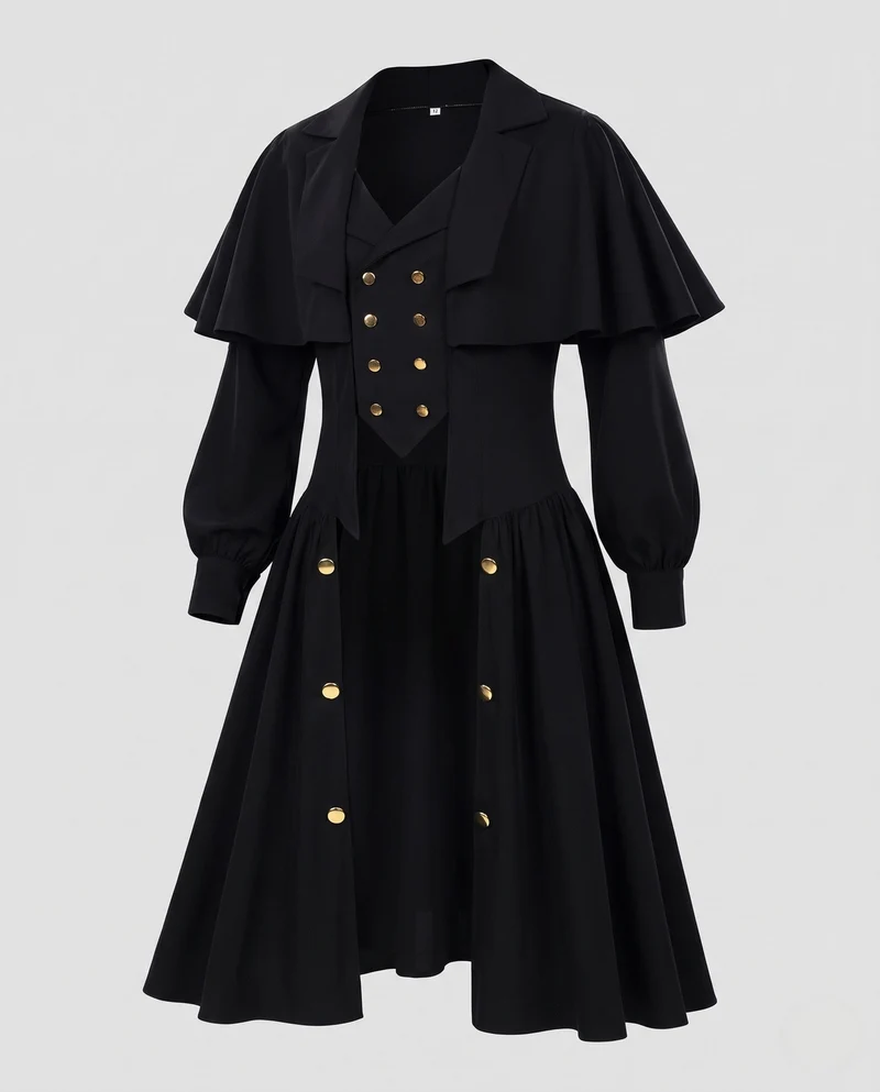 Dramatische Kapuzenjacke für Damen mit Knopfleiste und Puffärmeln Nord Taschen